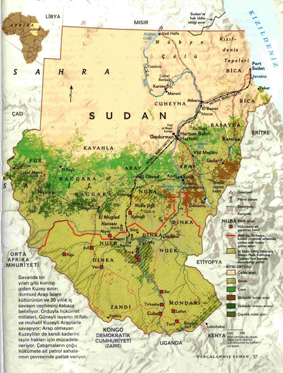 Bản đồ của Sudan địa lý